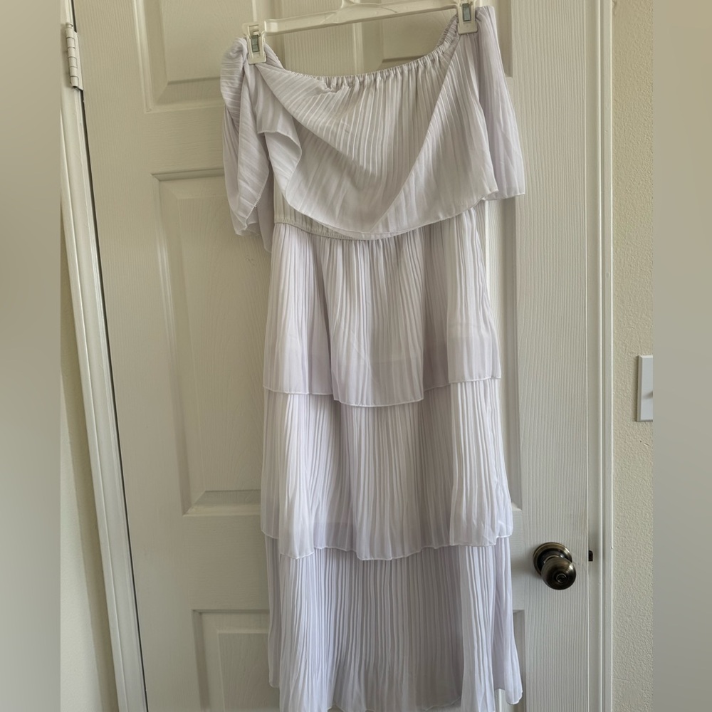 Elegant White Off-Shoulder Layered Dress